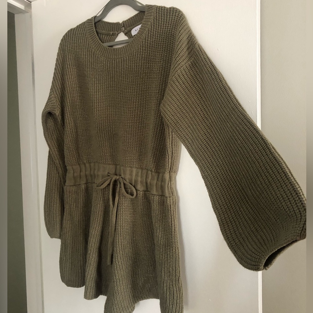 Olive green knit romper